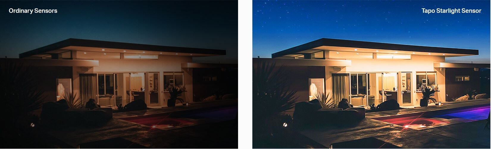 Comparison in picture quality between with Starlight sensor and with ordinary sensor